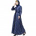 Layered striped abaya- Navy Blue Layered striped abaya- Navy Blue